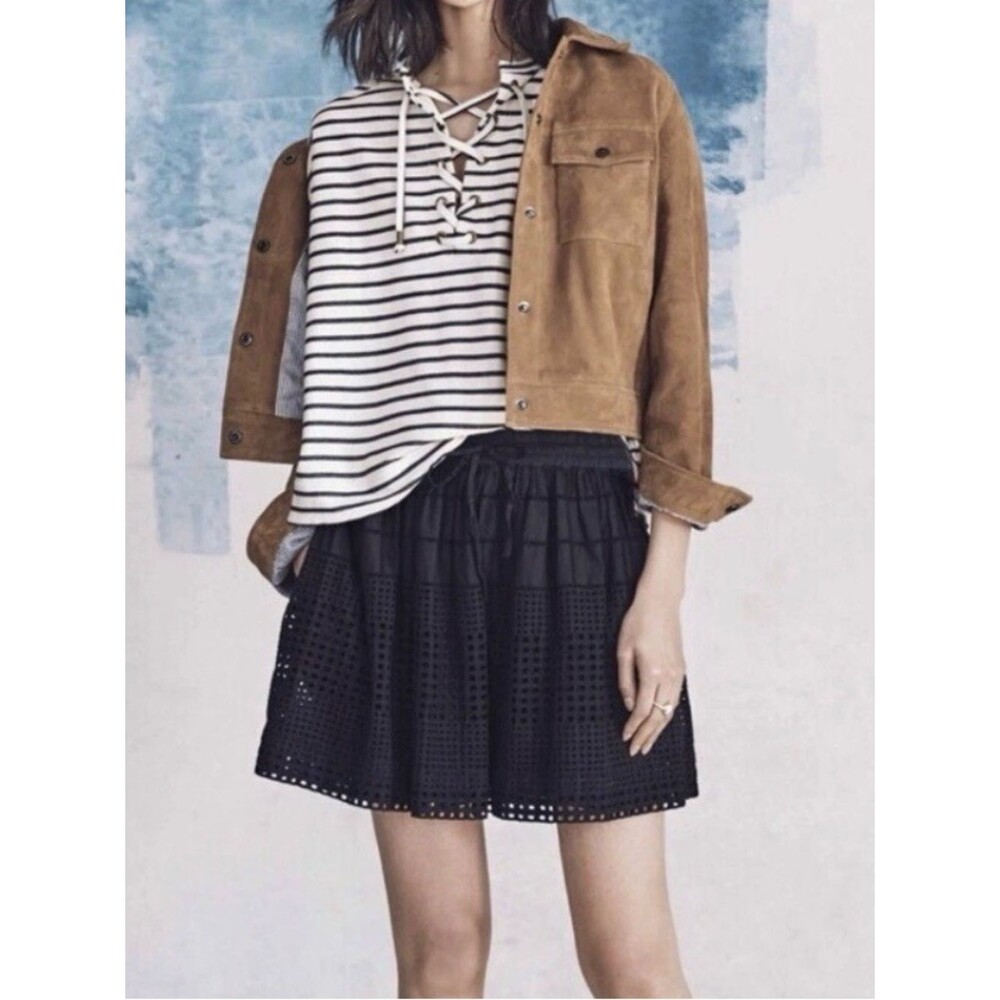 Madewell Beachhouse 100% Cotton Eyelet Mini Skirt | Black | XS